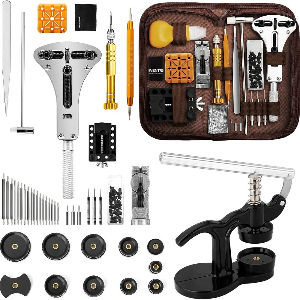 Watch Repair Tool Kit + Watch Press Set, Professional Spring Bar Tool Set